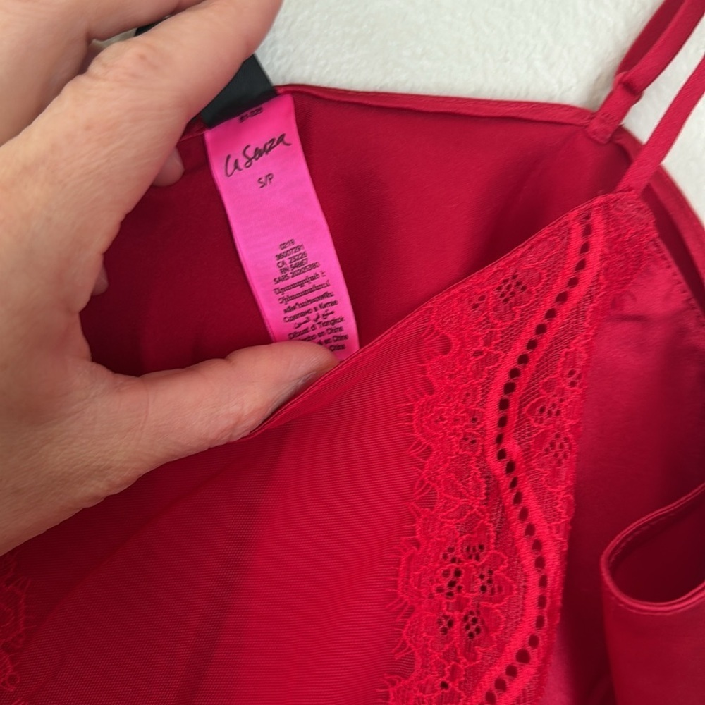 La SENZA Vibrant Red Lace sheer Cami small - Picture 3 of 5